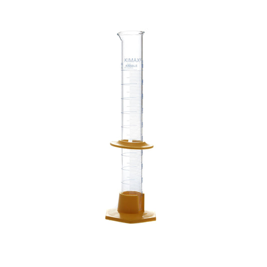 PROBETA GRADUADA DE VIDRIO 100mL BASE DE PLÁSTICO C/BUMPER KIMAX®