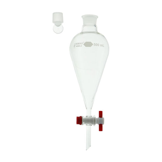 EMBUDO DE SEPARACIÓN SQUIBB, FORMA DE PERA, TAPÓN VIDRIO, LLAVE PTFE. KIMAX®/FISHERBRAND®